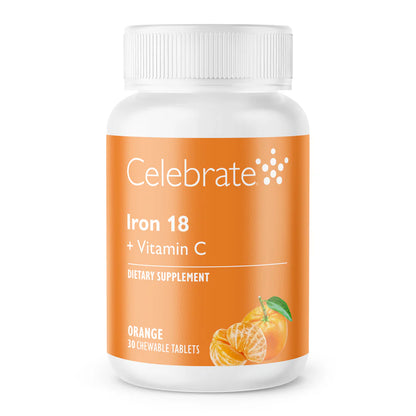 Iron 18 mg + Vitamin C Chewable Tablets, Orange