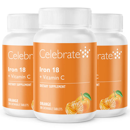 Iron 18 mg + Vitamin C Chewable Tablets, Orange