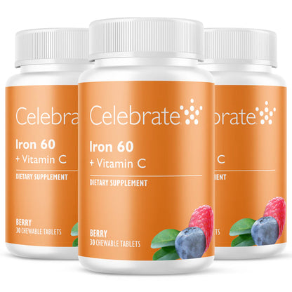 Iron 60 mg + Vitamin C Chewable Tablets, Berry