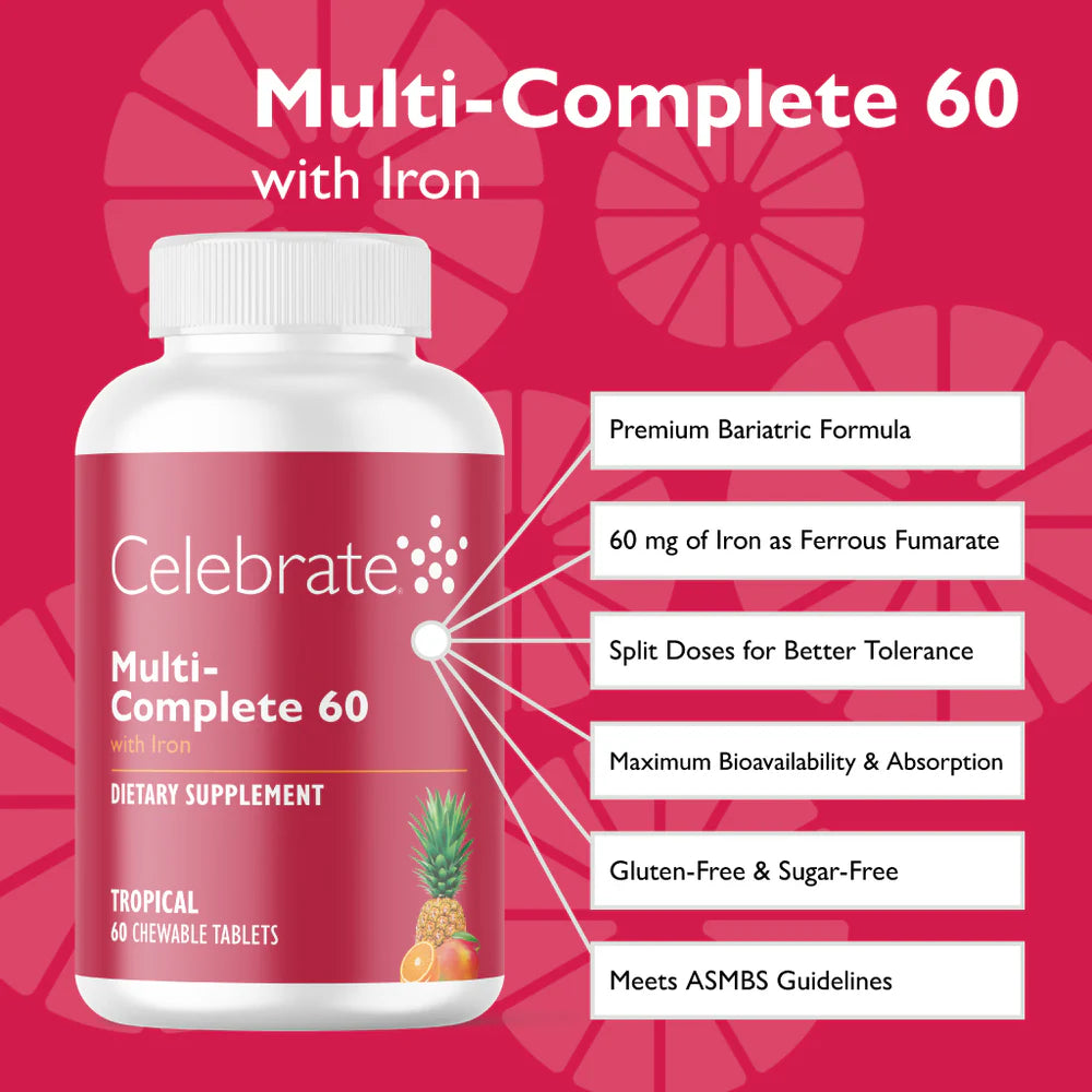 Multi-Complete 60 Bariatric Chewable Multivitamin with Iron, Tropical