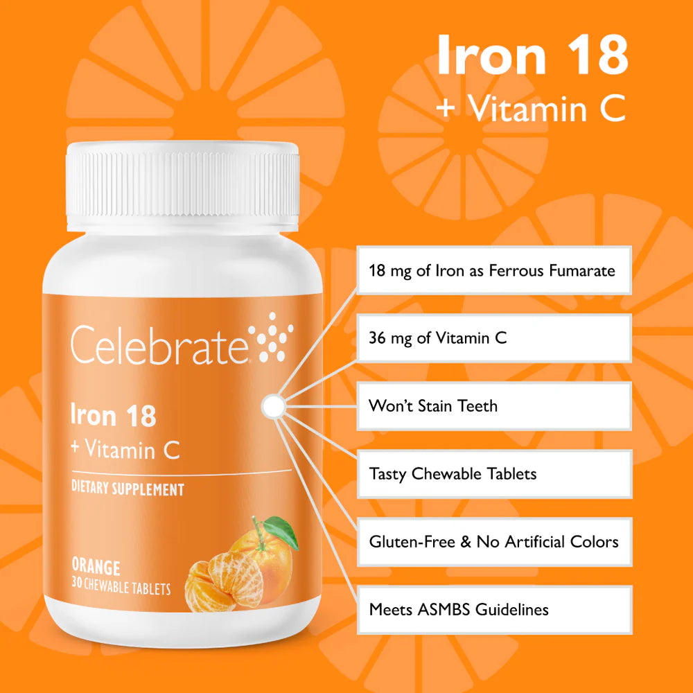 Iron 18 mg + Vitamin C Chewable Tablets, Orange