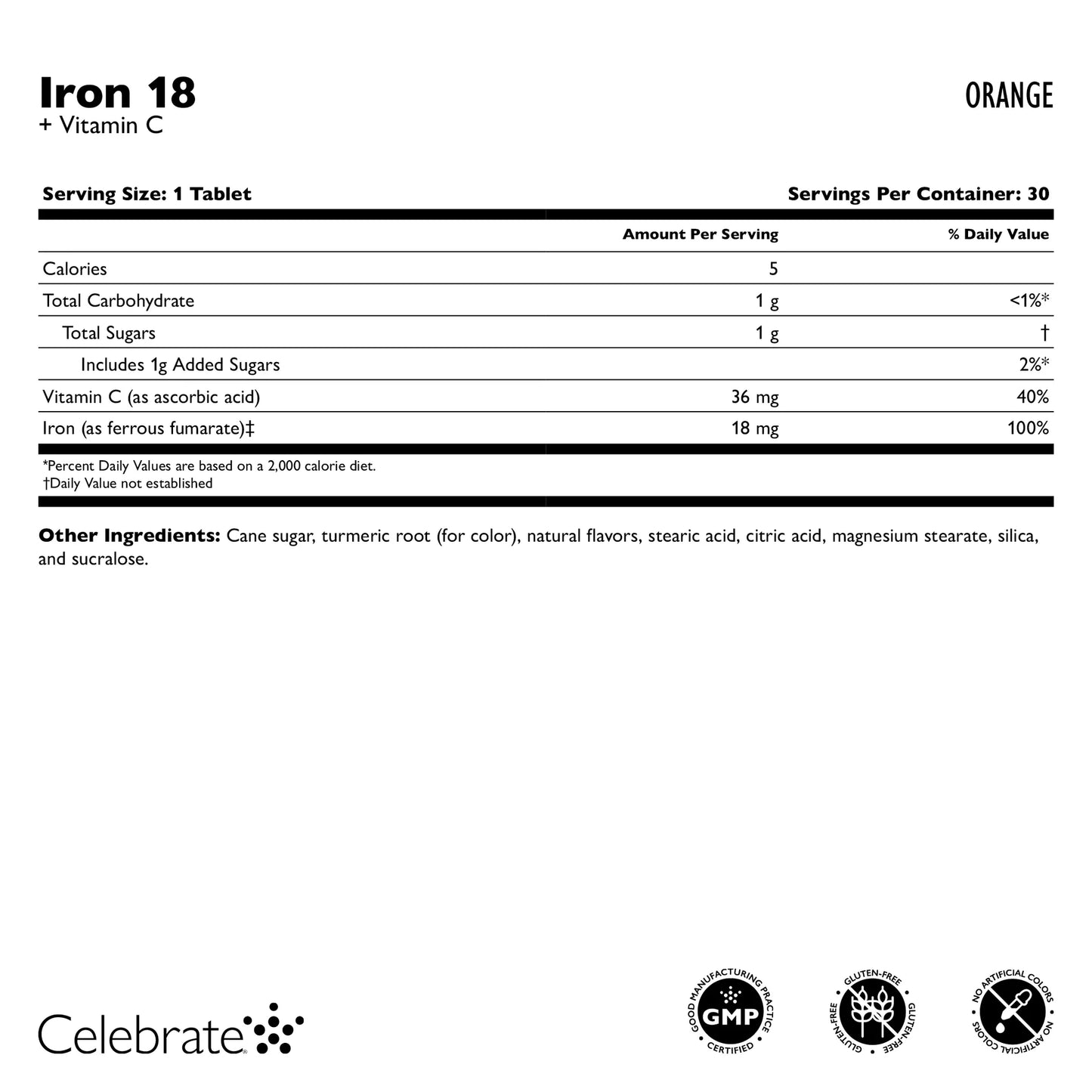 Iron 18 mg + Vitamin C Chewable Tablets, Orange