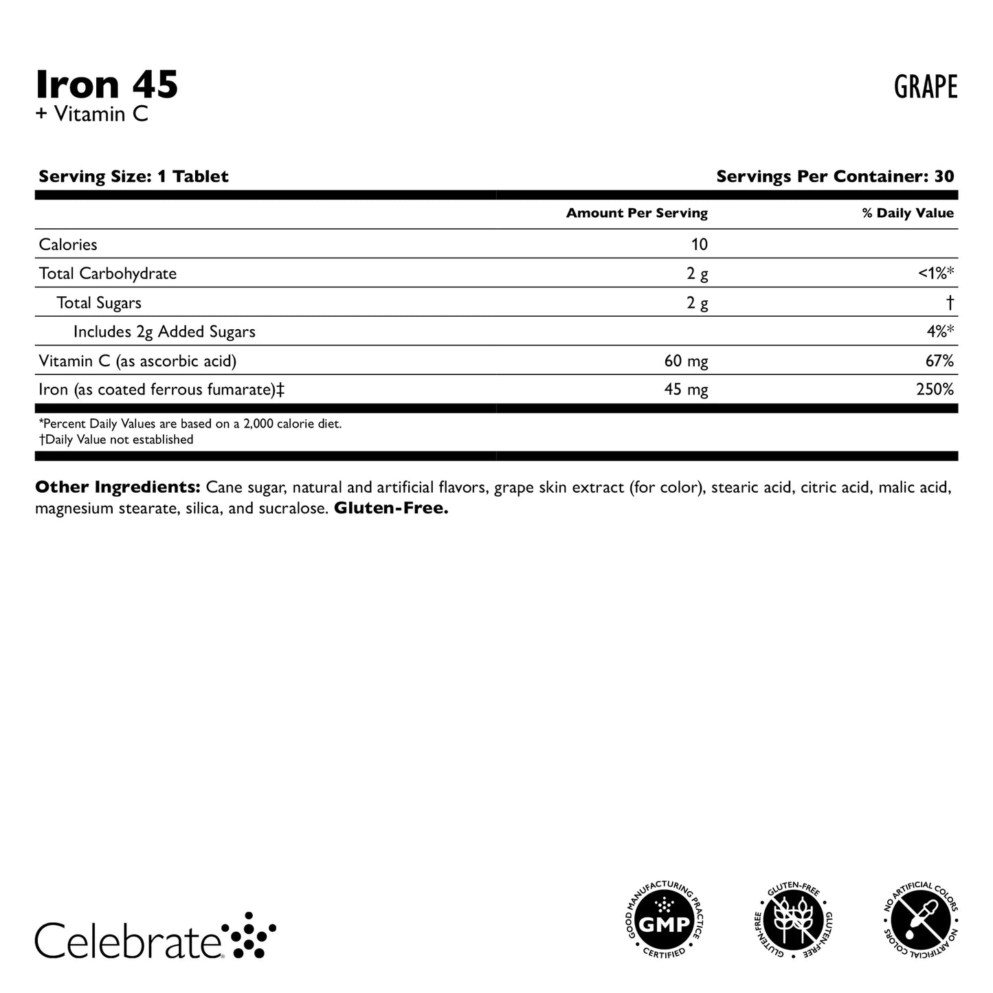 Iron 45 mg + Vitamin C Chewable Tablets, Grape