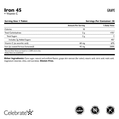 Iron 45 mg + Vitamin C Chewable Tablets, Grape