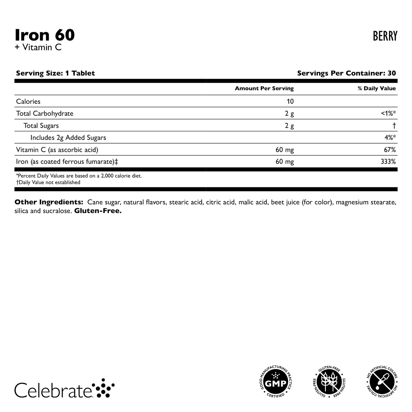 Iron 60 mg + Vitamin C Chewable Tablets, Berry