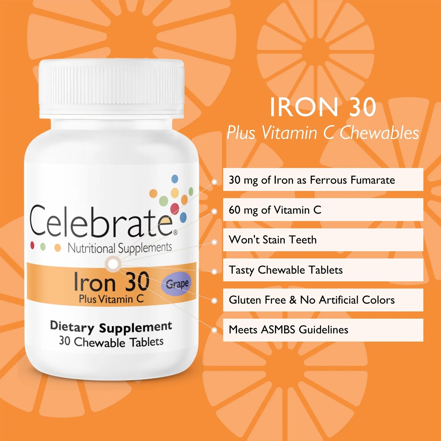 Iron 30 mg + Vitamin C Chewable Tablets, Grape