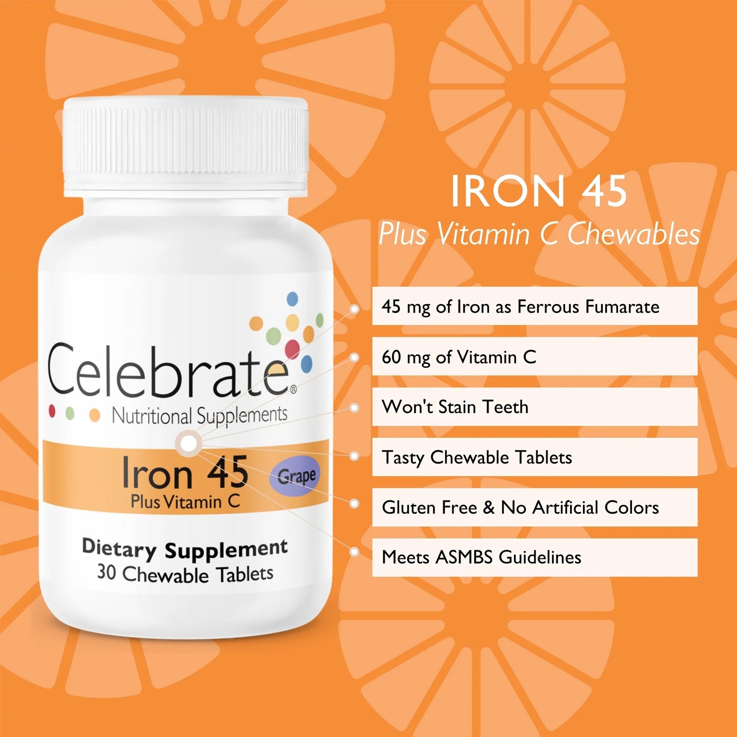 Iron 45 mg + Vitamin C Chewable Tablets, Grape